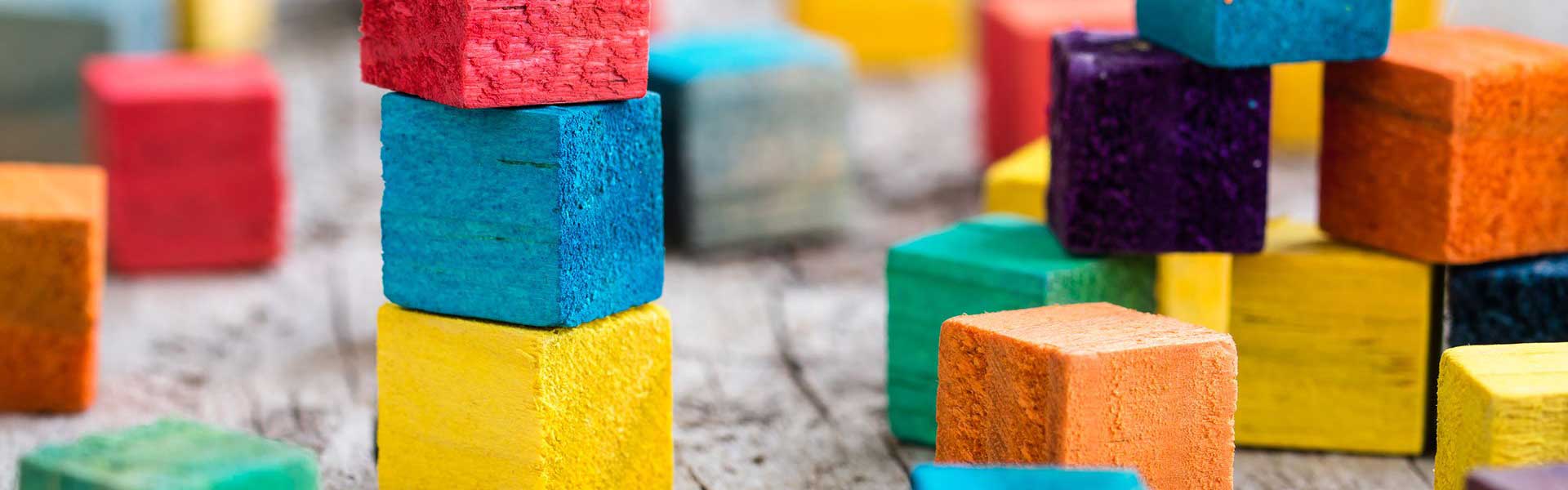 Building blocks in bright colours