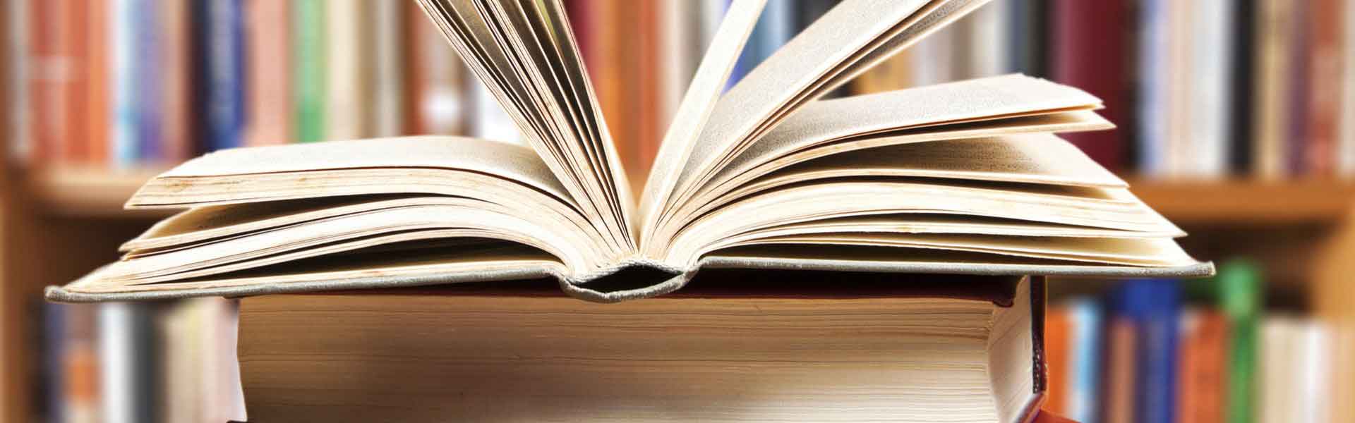 Open book in a library