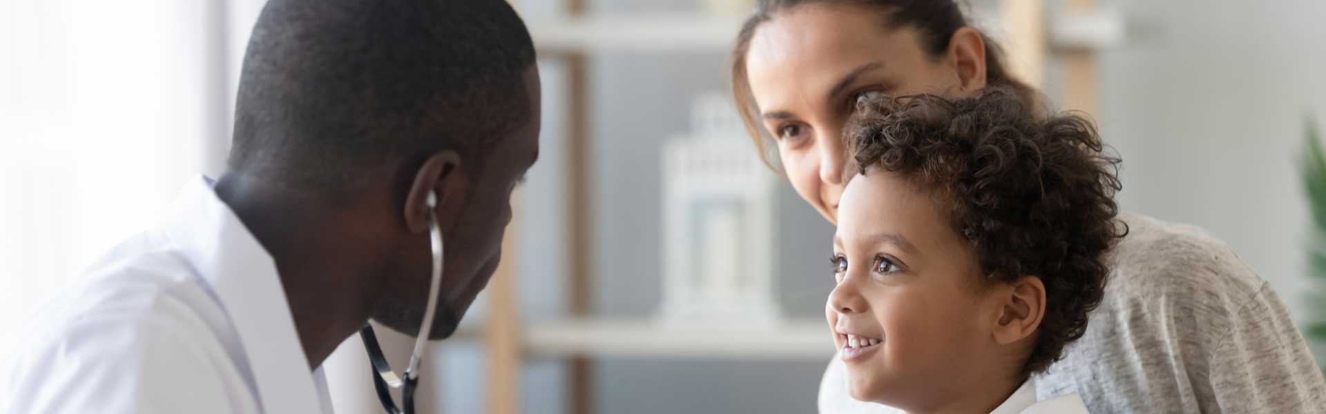 Doctor talking to family