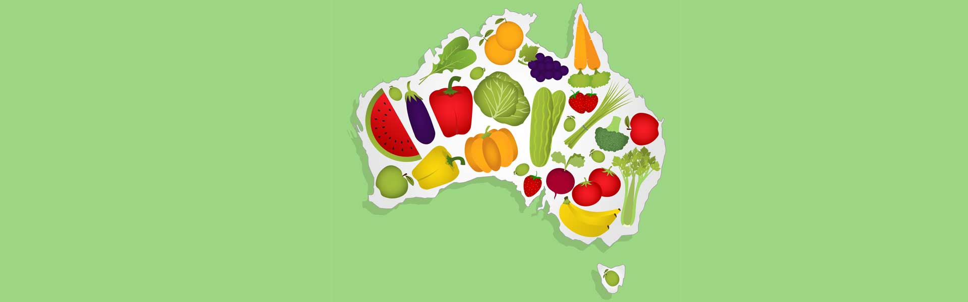 Australia map with fruit and vegetables