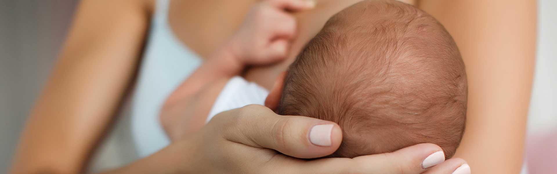 Infant being breast fed