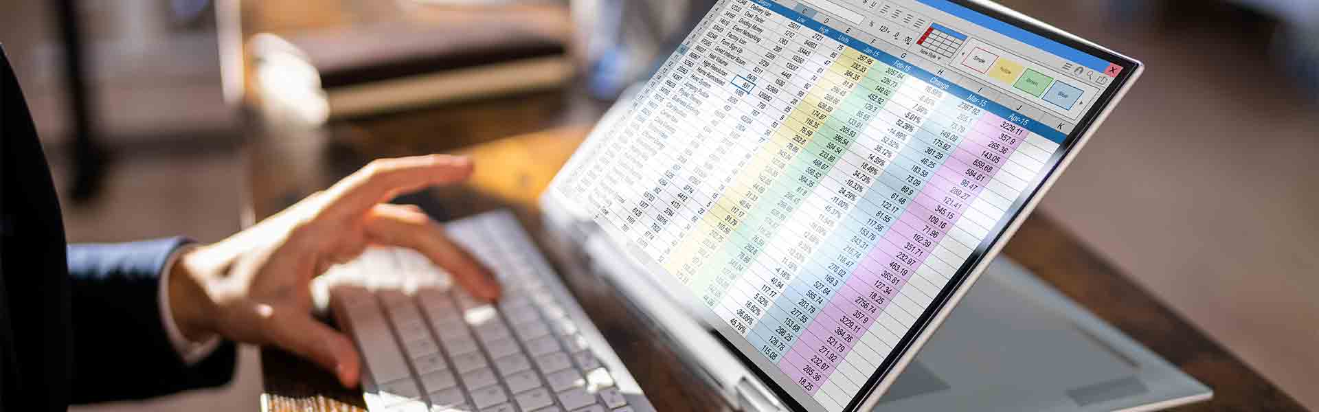 spreadsheet on laptop