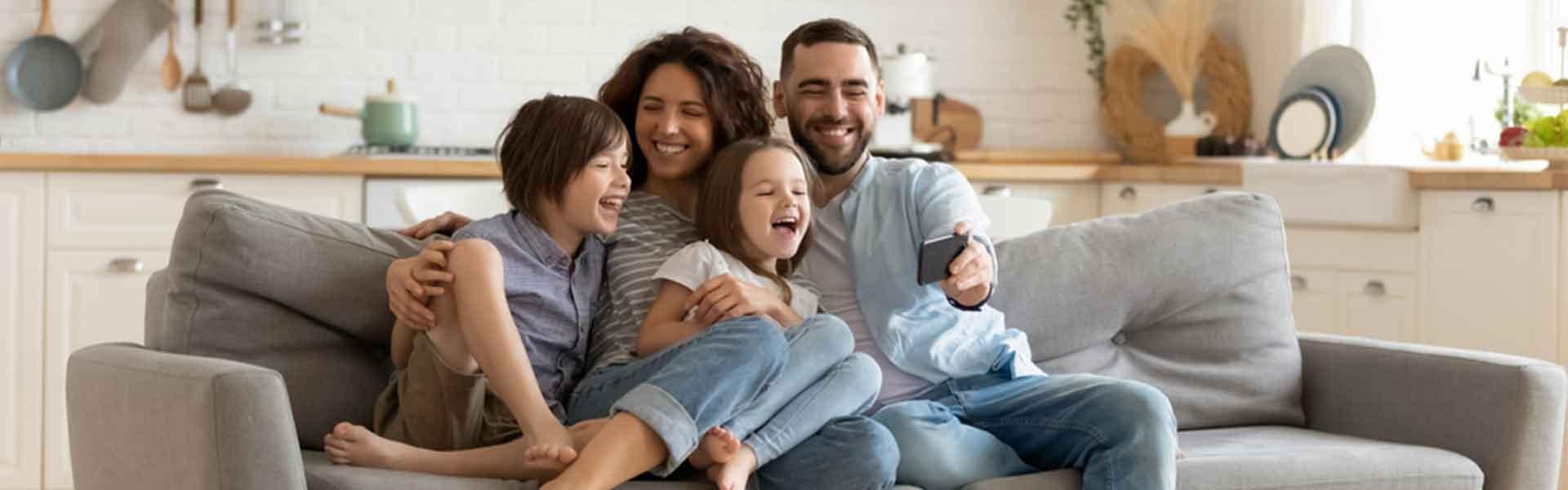 family on the sofa