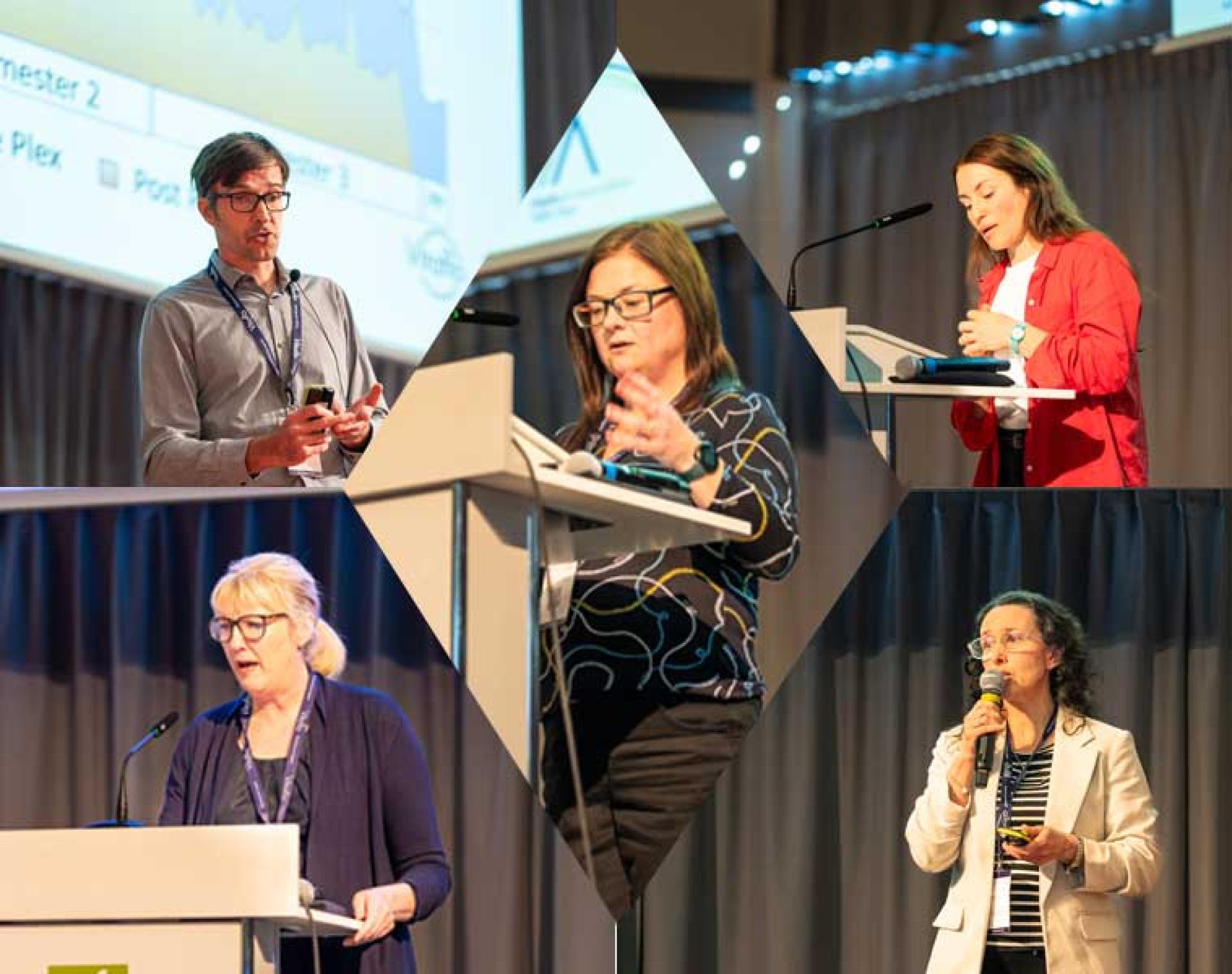 Five pictures of presenters of case studies: Simon Tapley, Janne Hermansen, Suzanne Ford, Natalia Presner and Melanie Hill