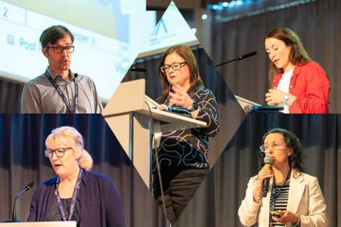 Left to right on the top row: Simon Tapley and Janne Hermansen, bottom row left to right: Suzanne Ford and Natalia Presner, with Melanie Hill in the centre